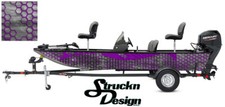 Boat Wrap Hexagon Grey Purple Bass Abstract Graphic Kit Fish Vinyl Decal Fishing