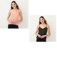 Lc Lauren Conrad Women's Flowy Peplum Tank WL23W032RS M