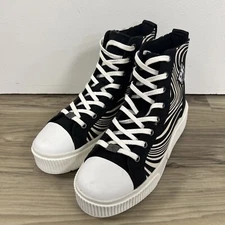 PF Flyers Chillhouse Let it Flow Canvas Shoes Black White Women Size 7 NWOB