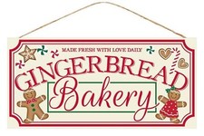 12" Wooden Sign Gingerbread Bakery - Christmas Decorative Ornament Wooden Wal...