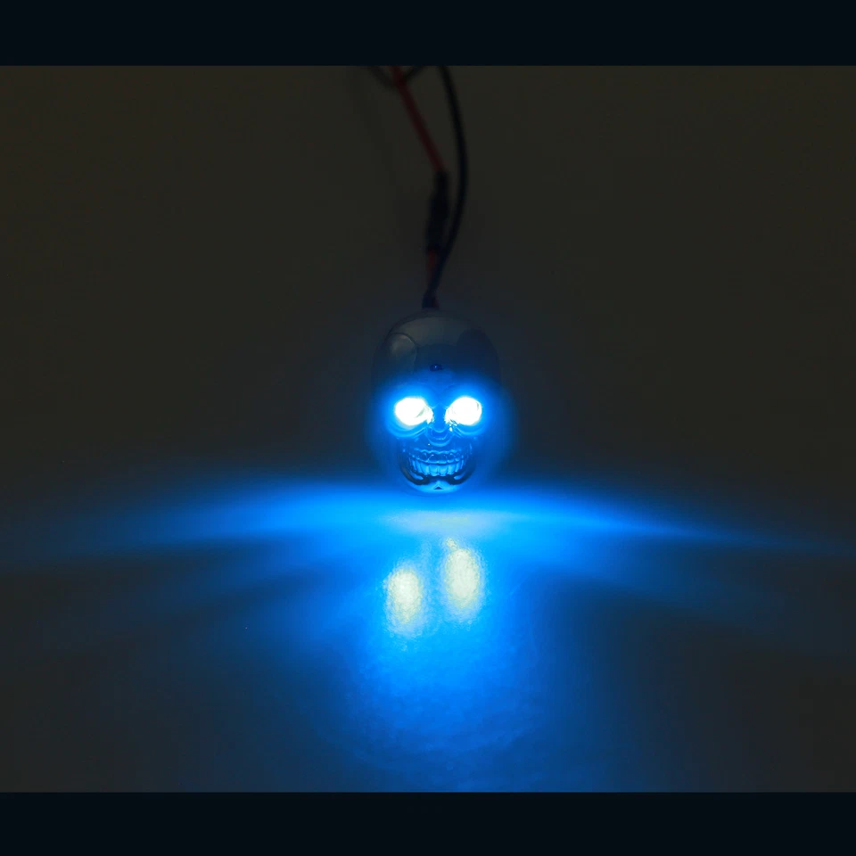 Sujetador de luz de acento azul cromado motocicleta calavera LED pernos de matrícula 12V Foto 3 de 3