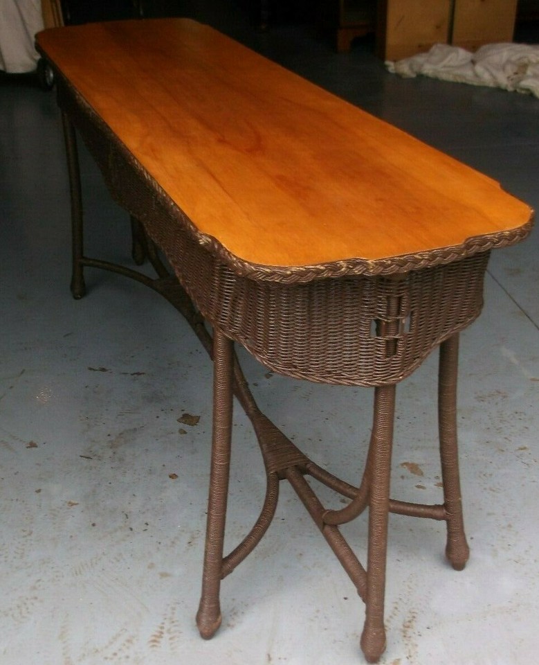 Vintage Wicker Sofa Table eBay