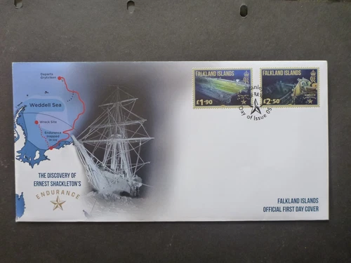 FALKLAND Is. 2023 Ernest Shackleton's "Endurance" Pair Stamps First Day Cover