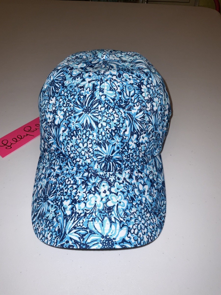 NWOT Lilly Pulitzer Run Around Printed Baseball Hat Lilly Pulitzer NWT Run Around Hat Cumulus Blue Blooming  main image 3