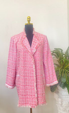 Nwt Misook Women's Pink Multi Fringe Knit Tweed Topper Jacket Size 1x, Msrp $548