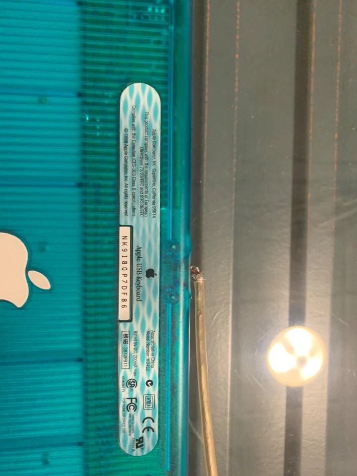 Vintage Apple Blue 1998 Keyboard Model M2452 USB 3872P911 - Image 2 of 2