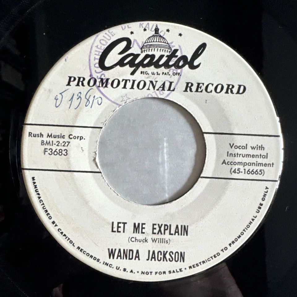 Wanda Jackson Let Me Explain/don’a Wan’a Single promo 1957 Us Press Rockabilly - Image 2 of 4