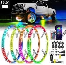 Nilight 15.5inch Double Row LED Wheel Ring Lights RGB with APP Remote Control