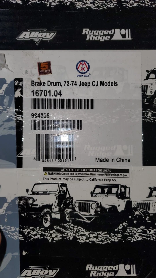Tambor de freno trasero Omix 16701.04 para Jeep CJ5 CJ6 CJ7 CJ8 1972-1974 - Nuevo Foto 2 de 2