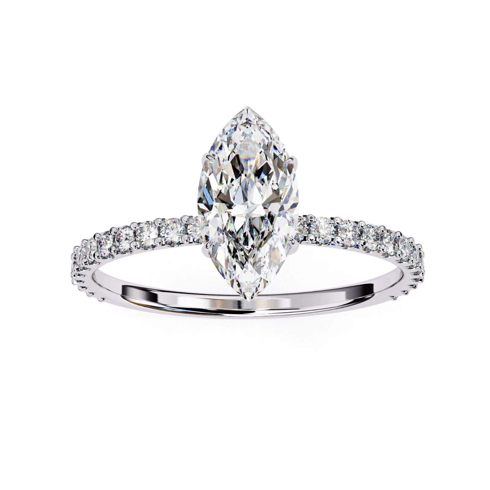 1.11Ct Lab Grown CVD Marquise Cut IGI Certified Diamond Ring 14k White Gold image-1