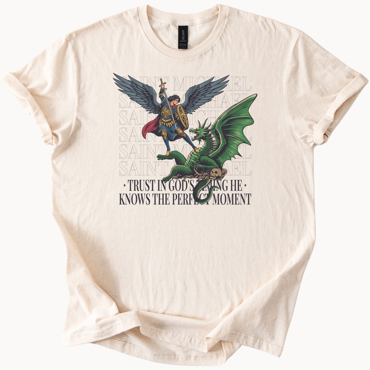 Saint Michael Dragon Graphic T-Shirt Angel Sword Tee | eBay