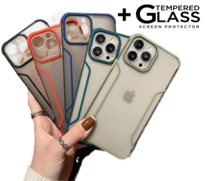 Shockproof Phone Case Cover For iPhone 13 12 11 Pro 8 7 SE + Tempered Glass