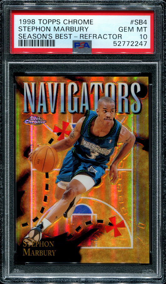 PSA 10 GEM MINT 1998 TOPPS CHROME STEPHON MARBURY #SB4 REFRACTOR 72247 B207