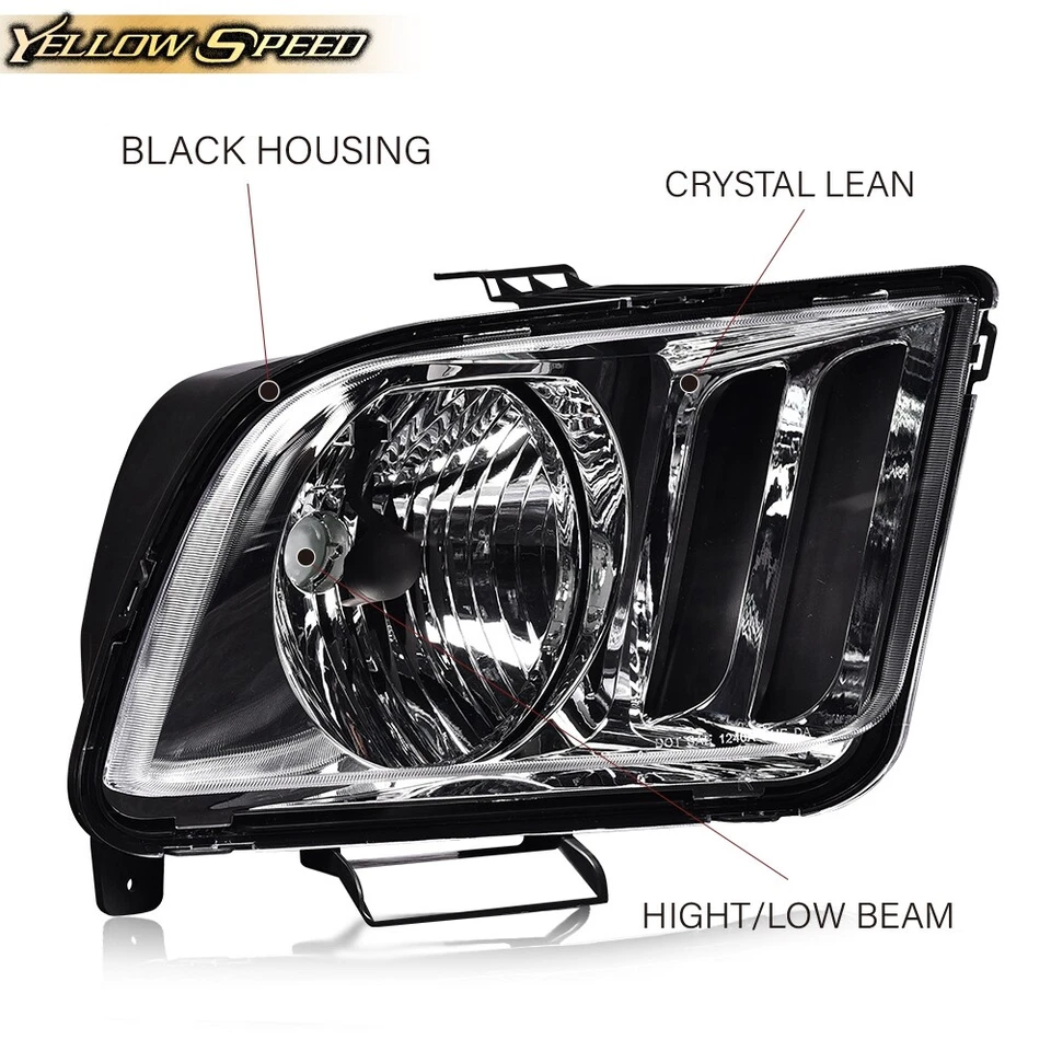 Par de faros delanteros cromados aptos para Ford Mustang 2005-2009 Foto 2 de 4