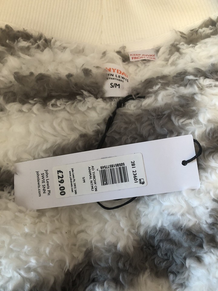 John Lewis Any Day Ladies Open Front Teddy Bear Cardigan Size S/M BNWT