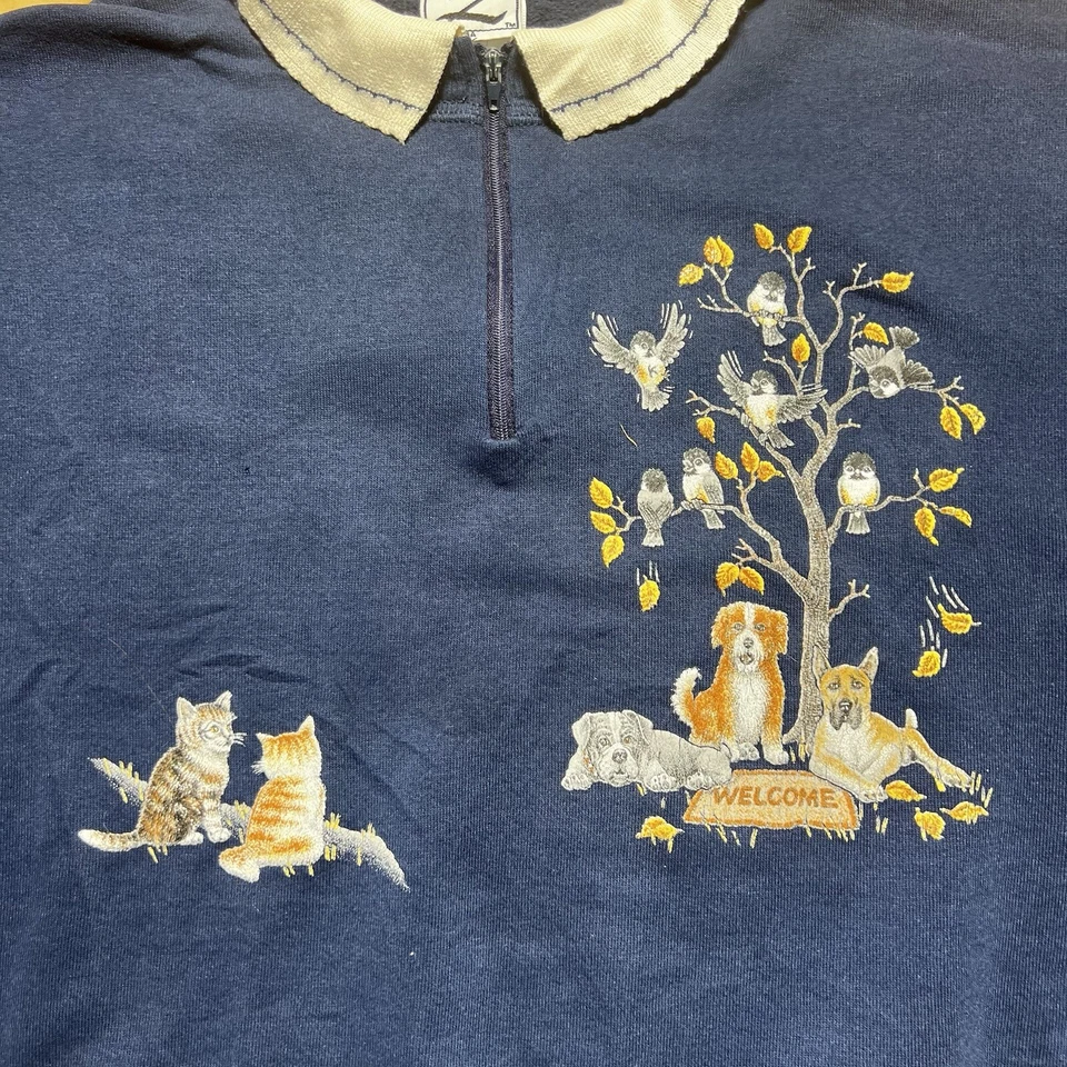 ВИНТАЖНАЯ женская толстовка Whim Z Jerzees мультфильм собаки бабушка основной размер XL - Изображение 3 из 4