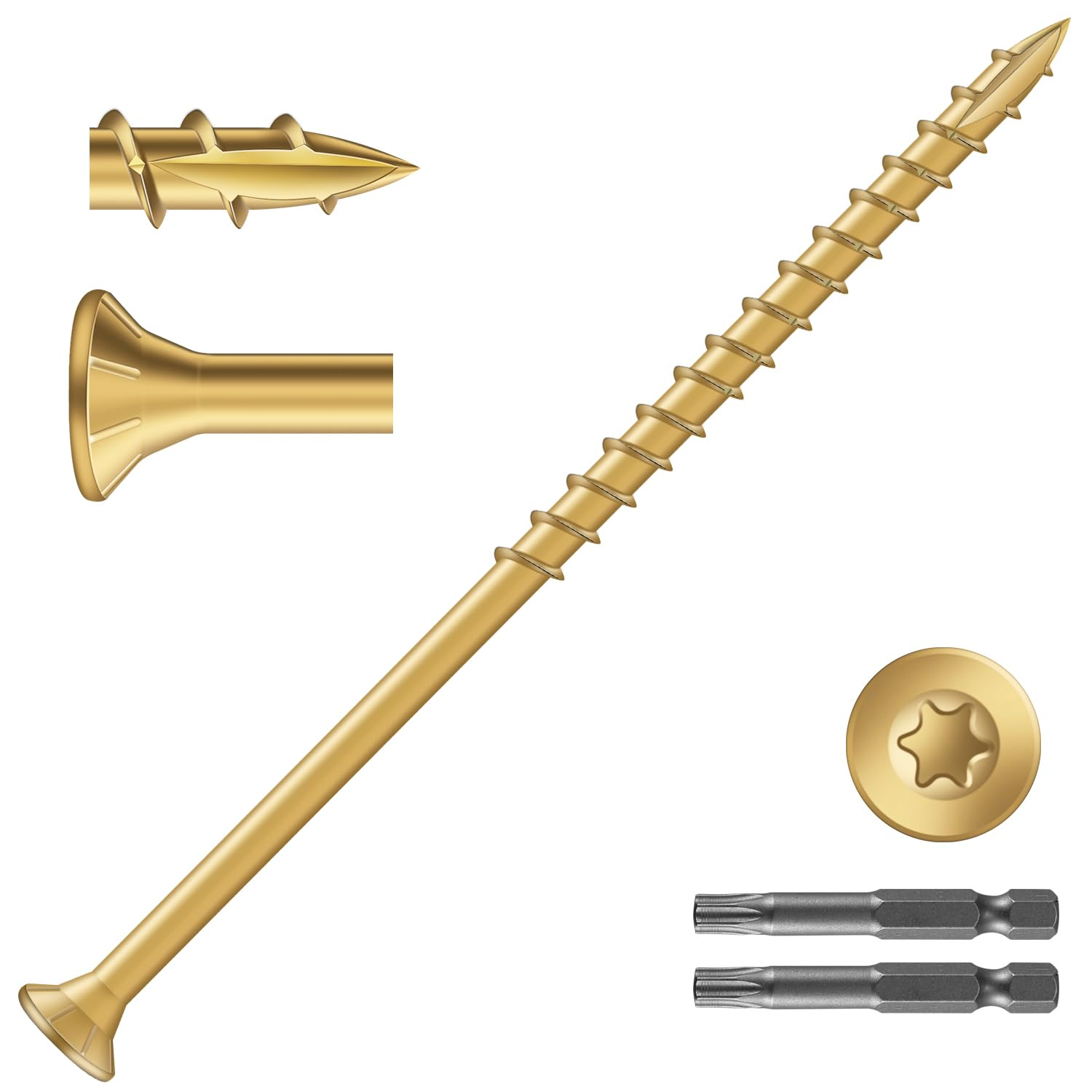 10x4 Inch Deck Screws (510Pcs) 10Lb Exterior Wood Screws Carbon Steel Tan Coated