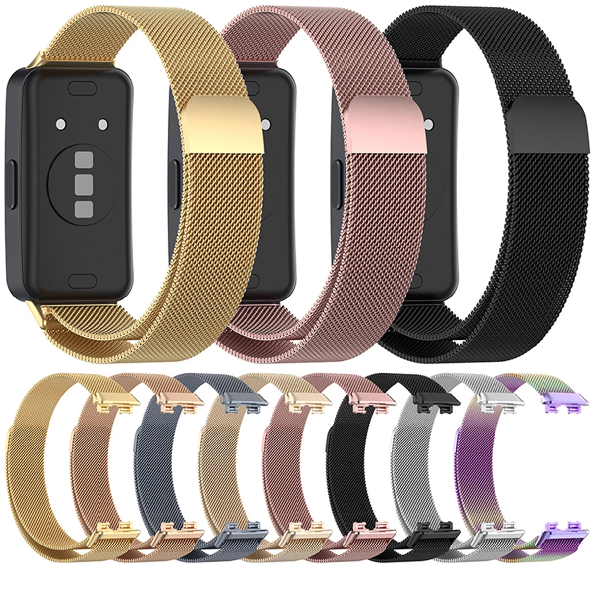 Magnetic Metal Wristband Watch Strap For Huawei Band 8 Bracelet Milan Strap  19mm