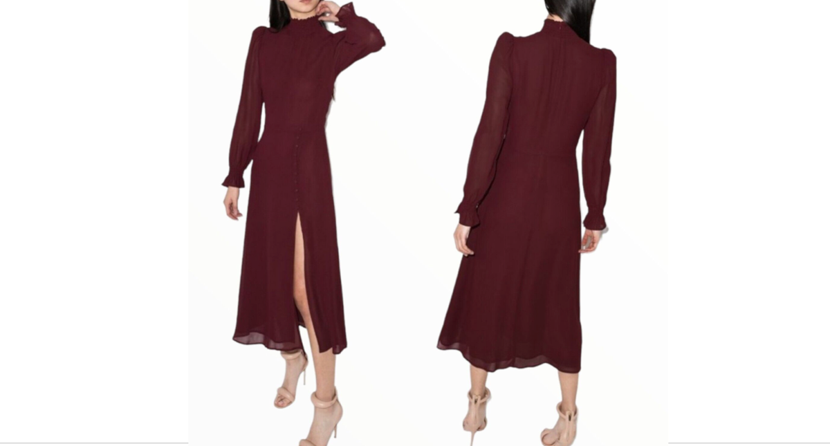 reformation burgundy dress Velvet Reformation red/burgundy silk midi dress