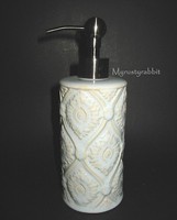 Cynthia Rowley Bathroom Soap Dispenser - Ceramic Cream & Blue - Cynthia Rowley Bathroom Soap Dispenser - Ceramic Cream & Blue -
