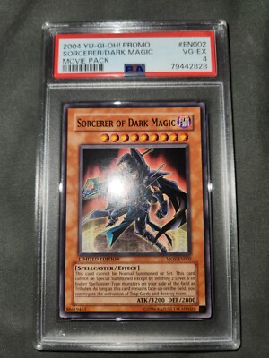 yugioh movie 2004 cards Sorcerer Of Dark Magic Pack Promo Card #EN002 PSA 4 VG-EX Yugioh The Movie 2004 Gold