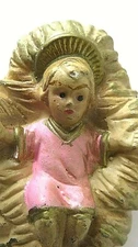 Nativity Baby Jesus in Manger Pottery 2 1/2" Vintage