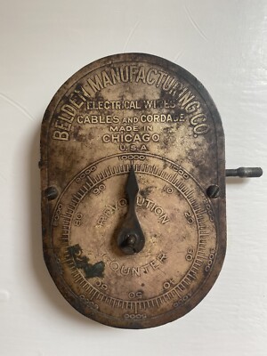 Rare Antique Belden Mfg. Co. Brass Revolution Counter Wire Cordage Cable Scale