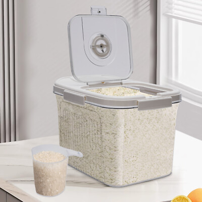 10kg Large Rice Storage Container Food Flour Airtight Box Rice Dispenser W/ Cup