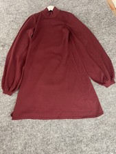 Asos Dress Womens 12 Tall Sweater Dress Turtle Neck Mini Sheath Red Dolman N83