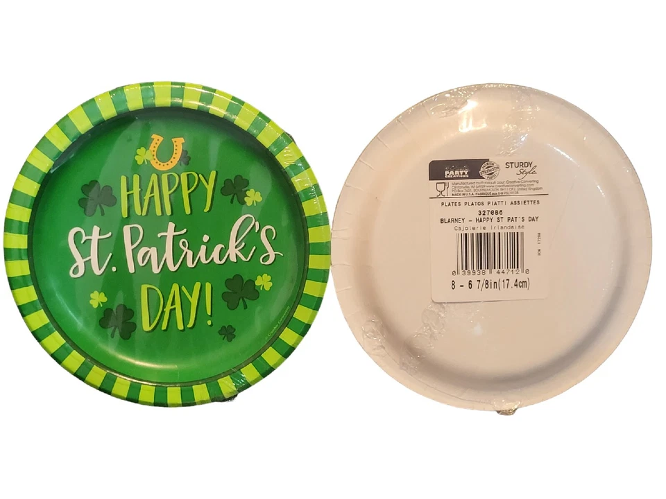 Set of 2 Green Happy St. Patrick's Day Dessert Plates 16 Ct 7" - Image 3 of 4