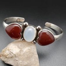 Beautiful Carnelian Gemstone 925 Sterling Silver Handmade Bracelet Cuff RM-25