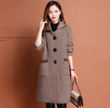 New Women's Mid Length Knitted Cardigan Button Fashion Sweater Loose Jacket Gift