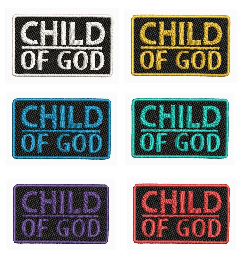 Child of GOD iron-on PATCH embroidered FAITH CRUCIFIX JESUS CHRISTIAN BIKER new