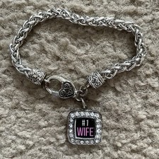 1 Wife Silver Bracelet with One Charm
