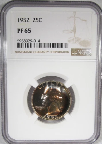 1952 Washington Silver Quarter NGC PF65 Rainbow Toned Certified Coin AK326