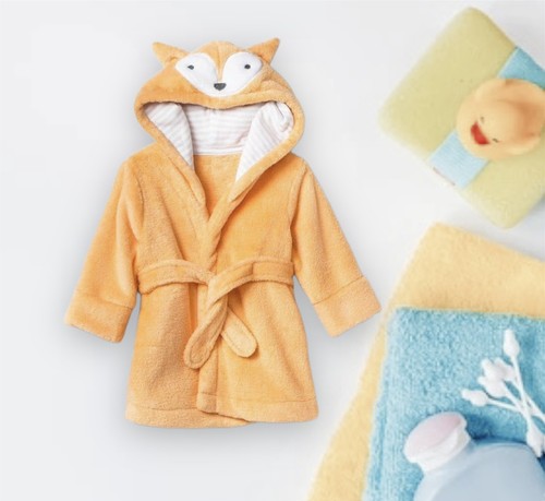 Cloud Island Fox Plush Hooded Bath Robe baby Orange 6-9 months Small New infant - 第 2/7 張圖片