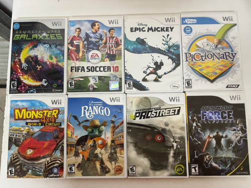 Nintendo Wii Konvolut 8 Spiele! Star Wars FIFA Disney Need for Speed Rango - GETESTET