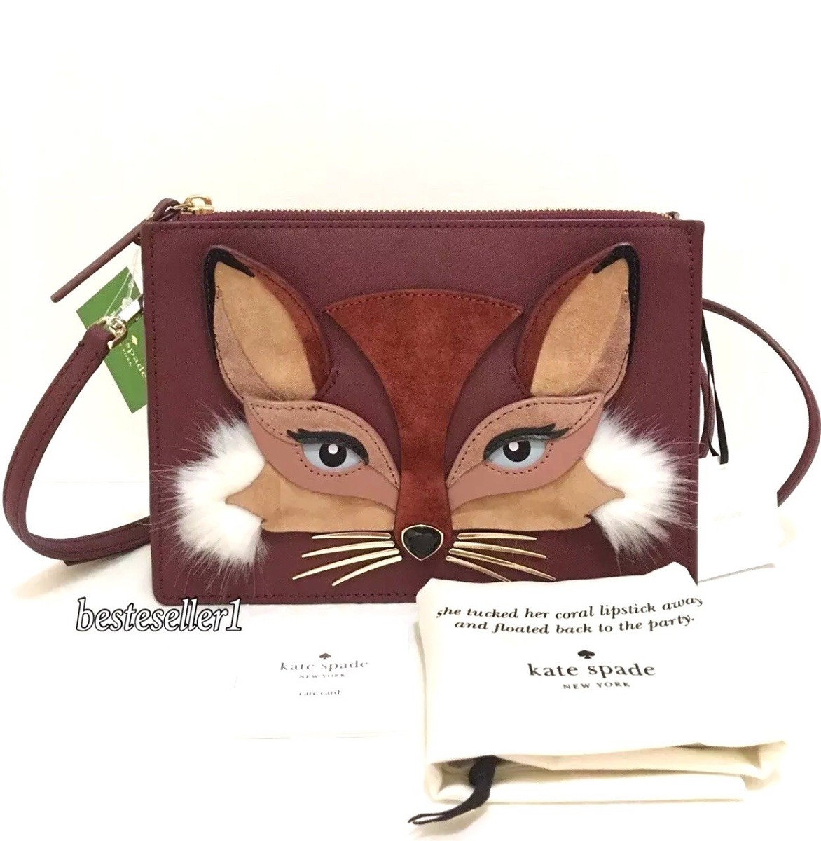 New Kate Spade So Foxy Clarise Fox Crossbody Purse Bag PXRU9243