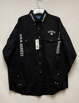Wrangler Jack Daniels Black Old No. 7 Long Sleeve Button Down Shirt Sz  171/2 x35 | eBay
