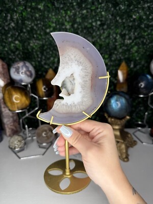 Druzy Agate Moon Face | Crystal Carvings, Statement Piece