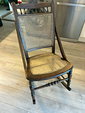 Dark Wood Rocking Chair with Cane Seat & Backrest Indoor 60x50x95cm