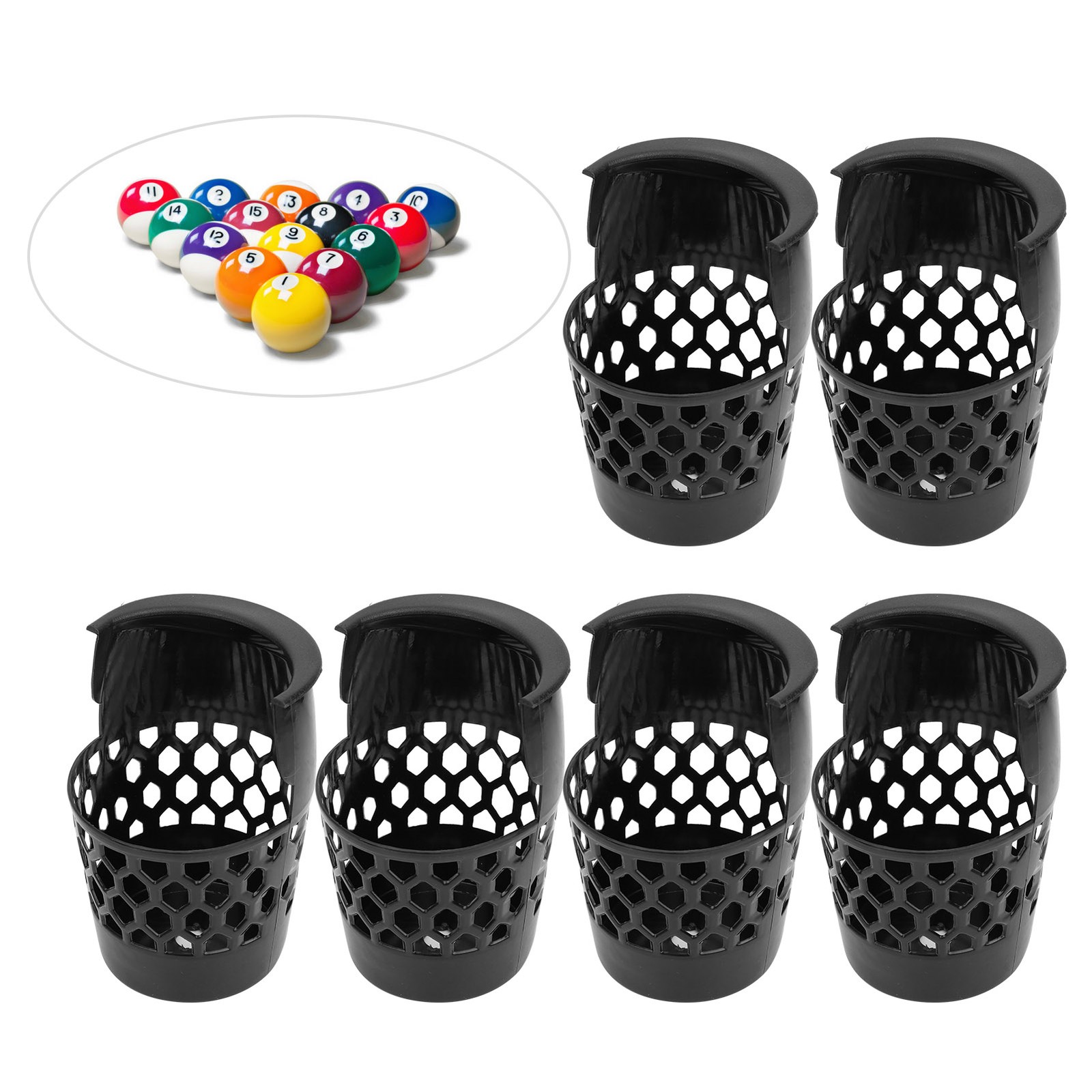 6Pcs Billiard Ball Storage Pockets Plastic Pool Table Web Baskets Drop Net Bag A