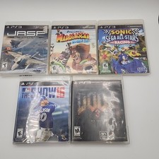 Playstation 3 5 Game Lot JASF Madagascar Kartz Sonic Racing MLB DOOM 3