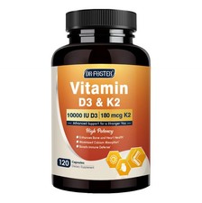 DRFOSTER Vitamin D3 K2, 10000 IU 180 mcg 120 120 Count Pack of 1