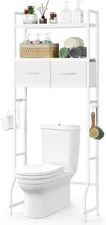 Over The Toilet Storage Cabinet w/Storage Drawers Freestanding Shelf Organizer