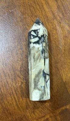 Polished Black & White Crystal Healing Obelisk Point Tower 