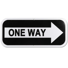 One Way Sign with Right or Left Arrow 14 X 6 Inch 40 Mil Aluminum for Indoor or