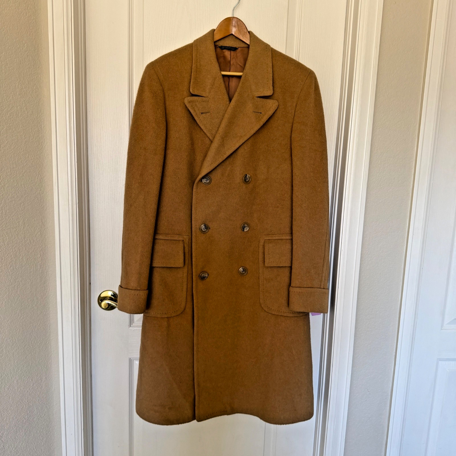 Vtg 100% Camel Hair Polo Coat Overcoat Men