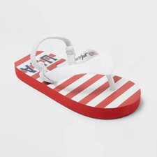 Cat Jack Toddler Adrian Americana USA Flip Flops Red/White Size M