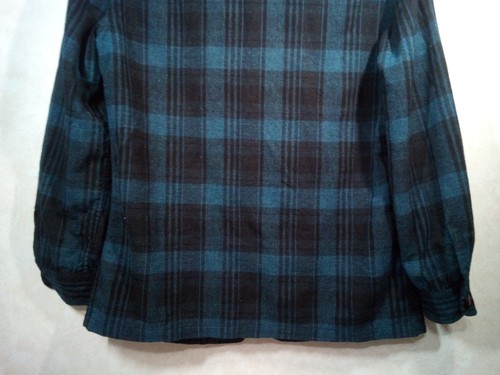 Vtg. Pendleton Shirt Blazer Men M Black Blue Virgin Wool Plaid Pockets 3 Buttons - Picture 11 of 24